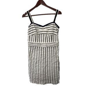 Tory Burch Black and White Striped Mini Dress